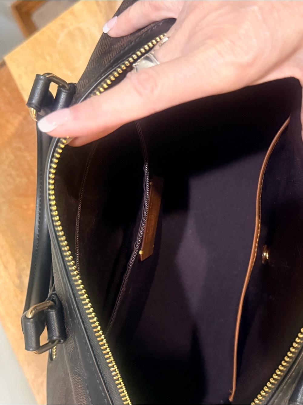 Coach Rowan Satchel Walmit and Black with Gold - Picture 6 of 6